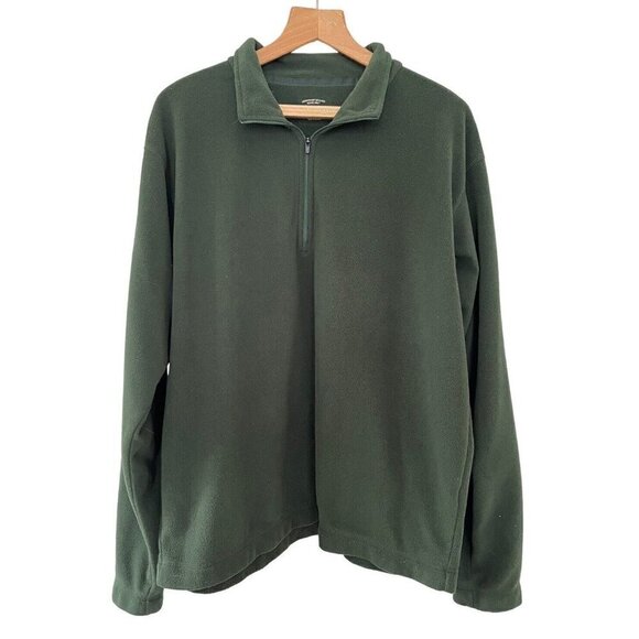 Cabela's Mens Sz L Green Fleece 1/4 Zip Pullover  Sweatshirt - Picture 1 of 7